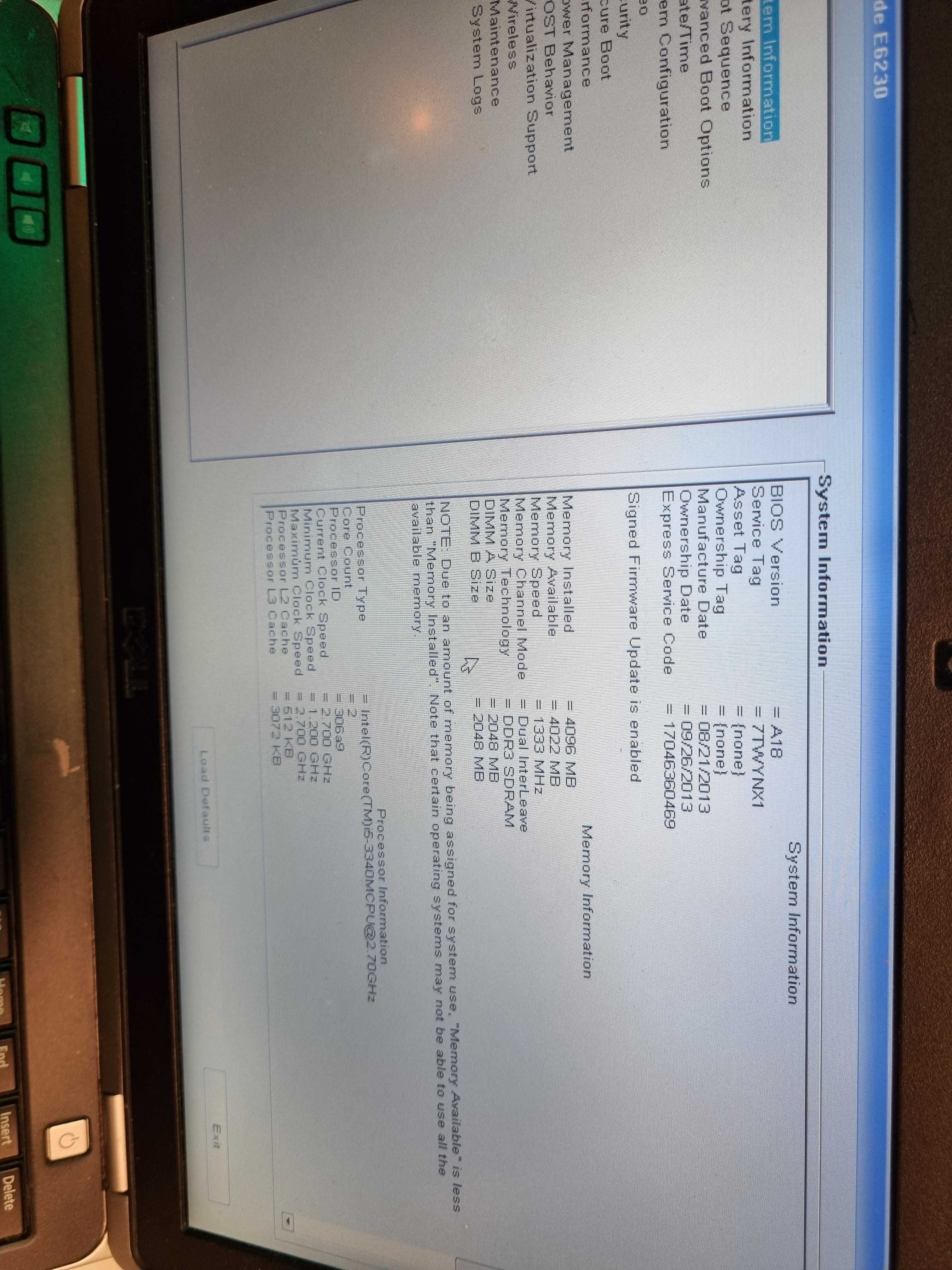 Laptop DELL Optiplex E6230 i5 3340m 4gb ram