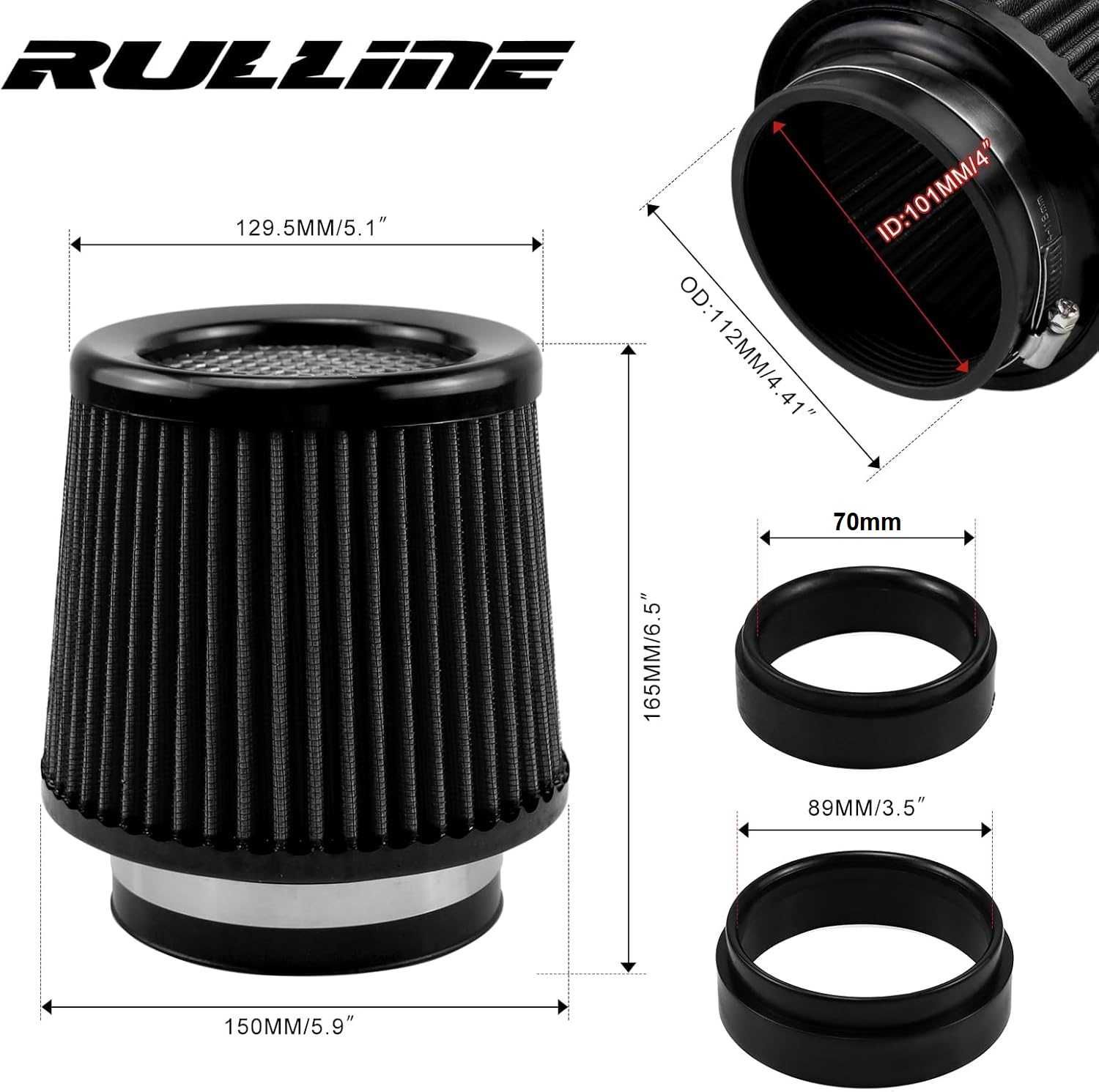 Спортен филтър RULLINE Черен 70-101mm