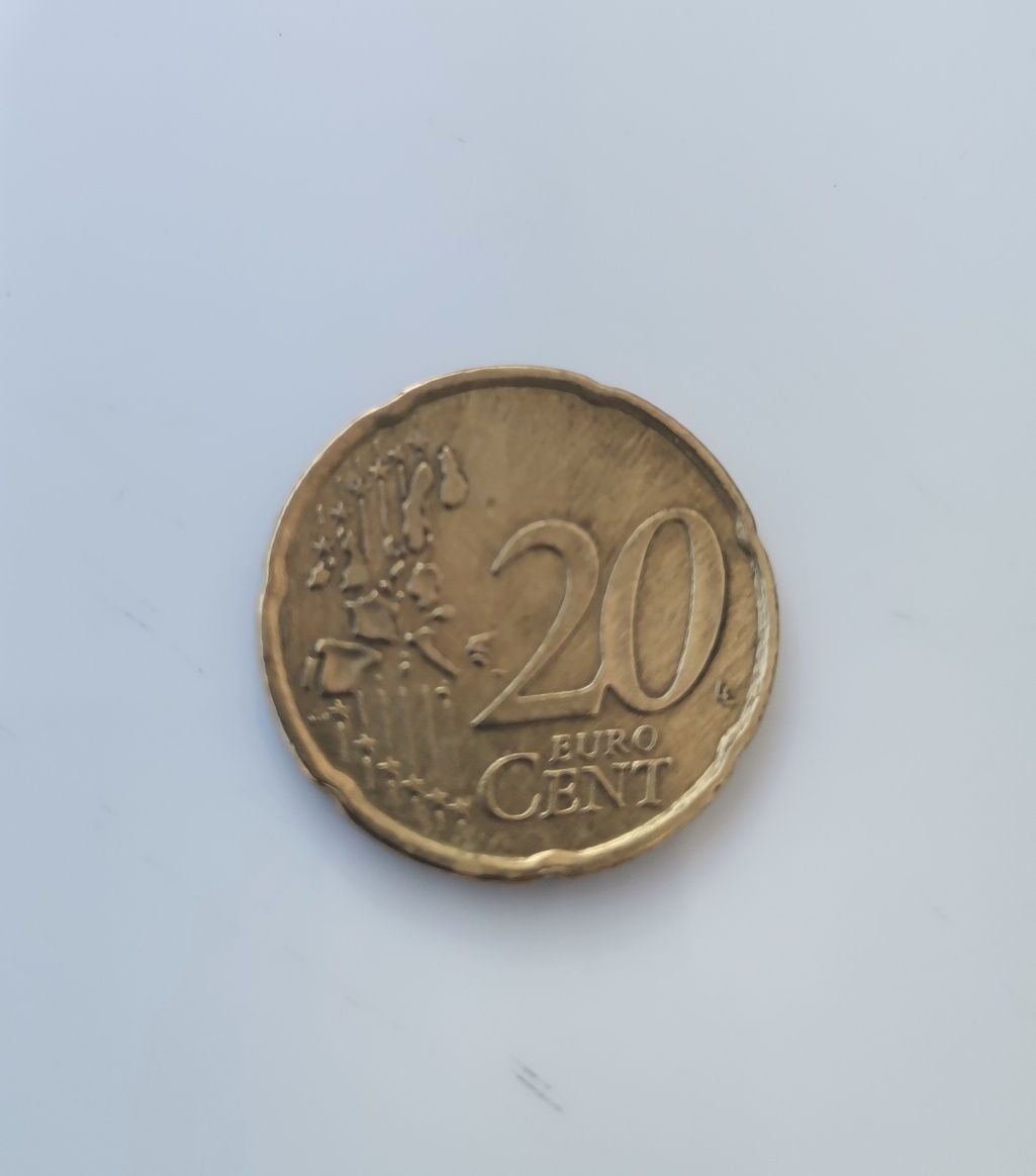 Monedă rară 20 euro cenți 2002 Grecia, pt. colecționari