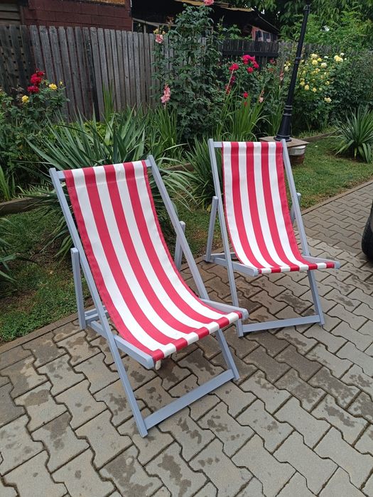 Sezlong cadru lemn si panza