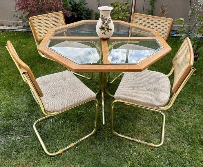 Elegant set masa retro-4 scaune-masa octogonala-stil M.Breuer-Franta