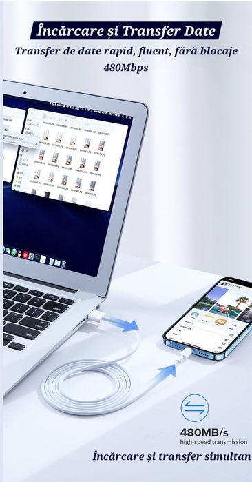 Cablu Apple încărcare+transfer date Ultra Fast Charge. Upgrade Platină