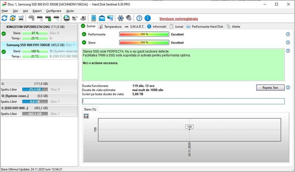 SSD Samsung 860 EVO 500GB (100% Health)
