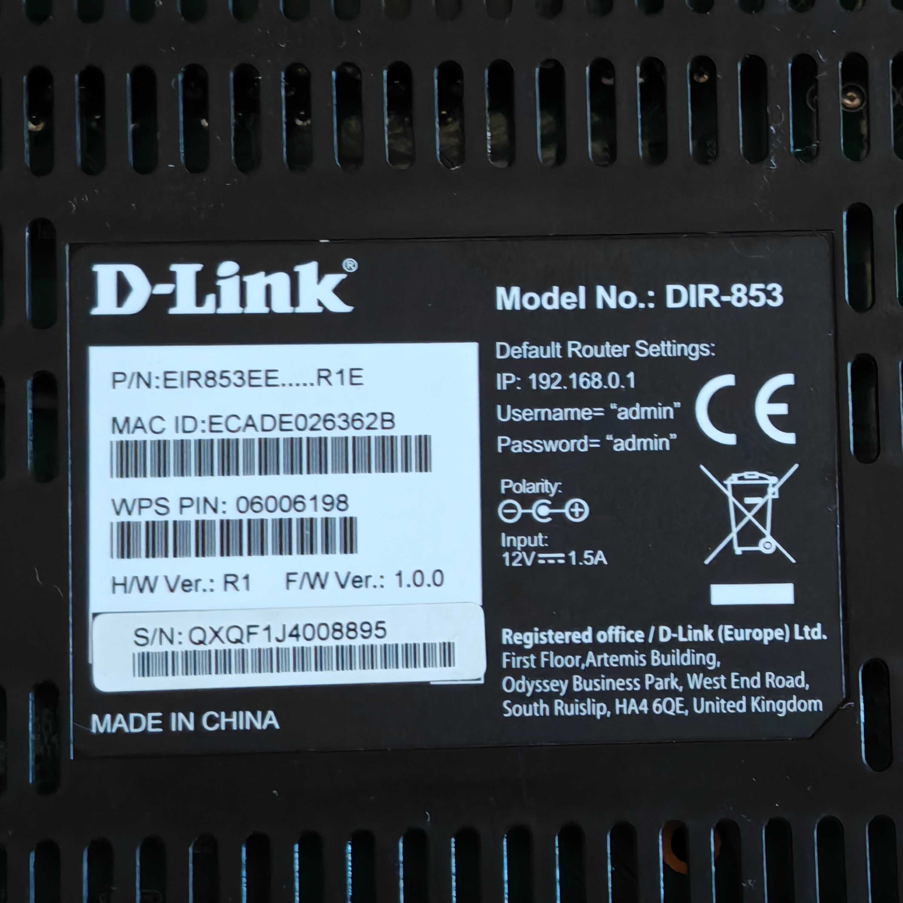 DLINK DIR-853 AC1300 MU-MIMO Wi-Fi Gigabit Router