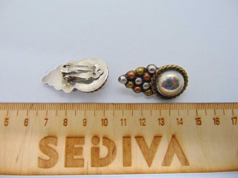 Cercei clips din argint si alama Mexic