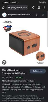 Boxa Wooden speaker cu încărcător wireless