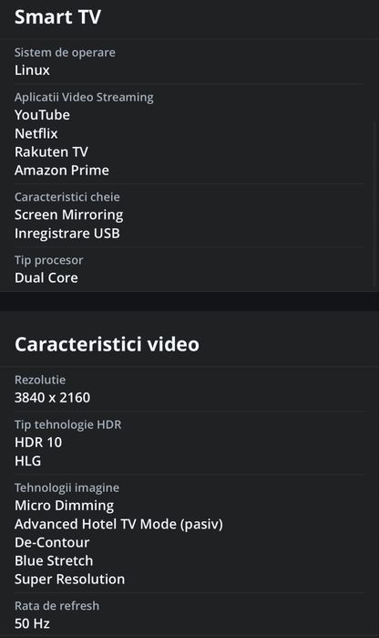 Televizor Horizon 50HL7530U, 126 cm, Smart, 4K Ultra HD, LED, Clasa A+