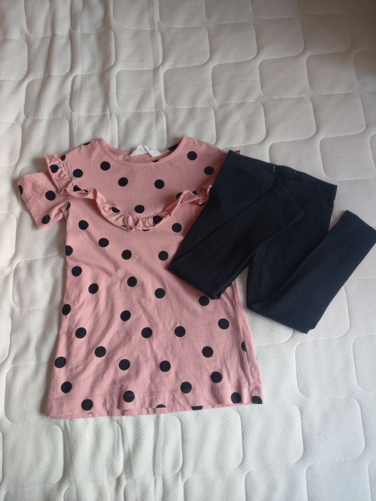 Nr 98-104, colant + tricou / tunica, set Fete H&M