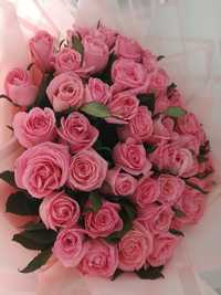 Розовые Роза 51 штук  60 см