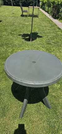 Градинска маса, кръгла, 70 см, зелена с 4 бр столове