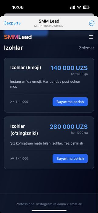 SMM Instagram nakrutka 1,000 dan million gacha