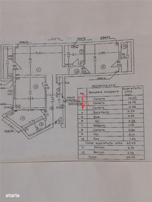 3 camere, et.1, 70mp, centrala, bl.1983, amenajat, Basarabia-Diham