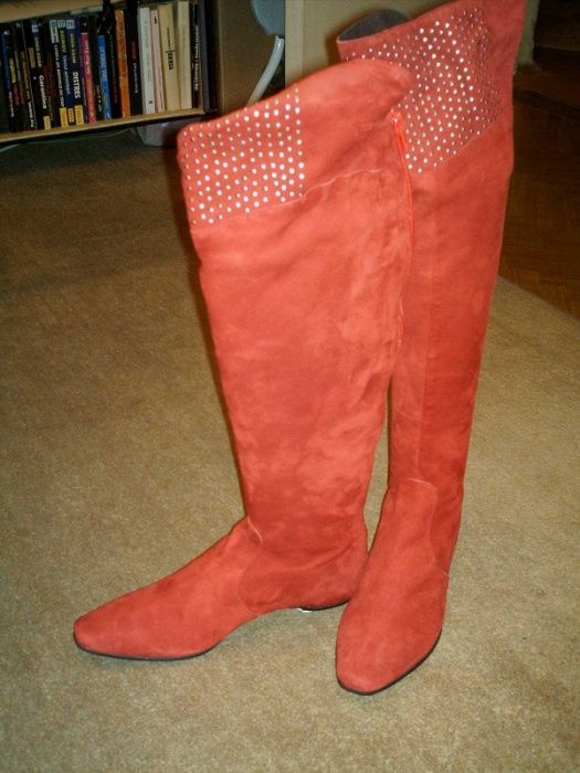 cizme dama rosii piele intoarsa inalte 36 redus