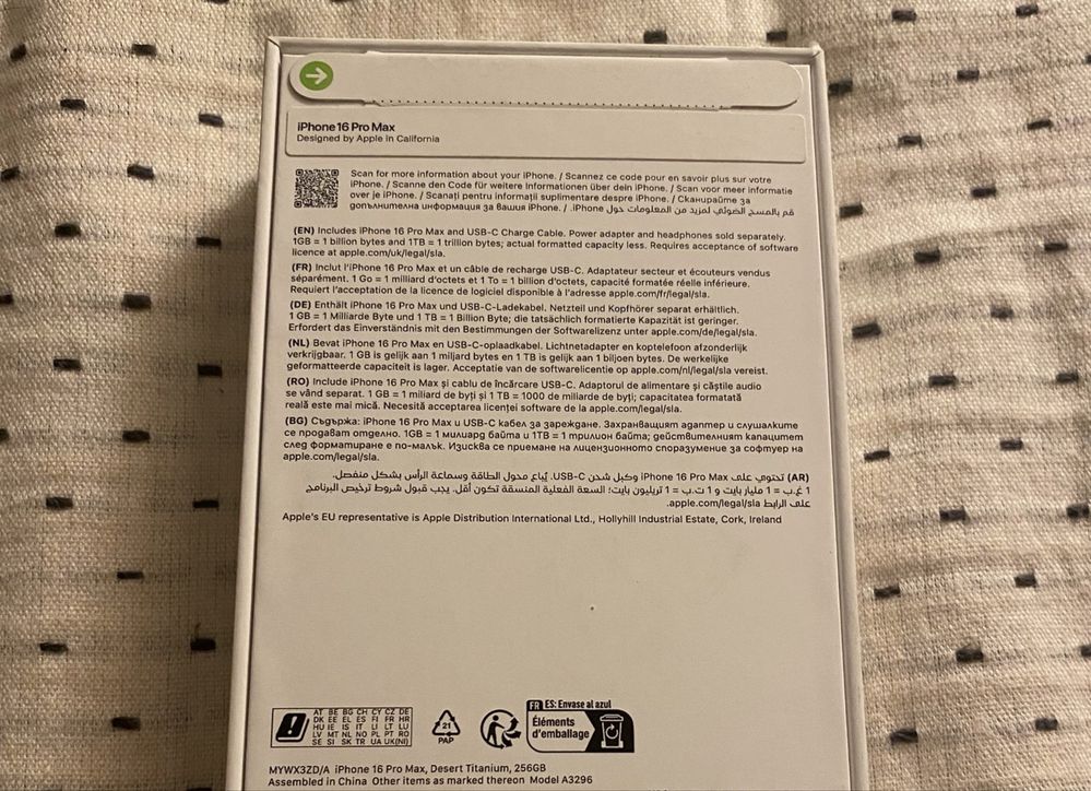 Iphone 16 pro max 256gb neverlock.
