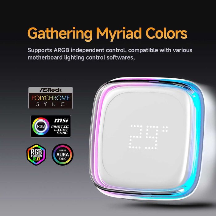 Cooler CPU Iota L24 WH Aio lcd digital,240mm ARGB,TDP 280W,AMD Intel