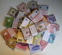 Висококачествени реквизитни сувенирни пари, 25 вида банкноти, 6 валути