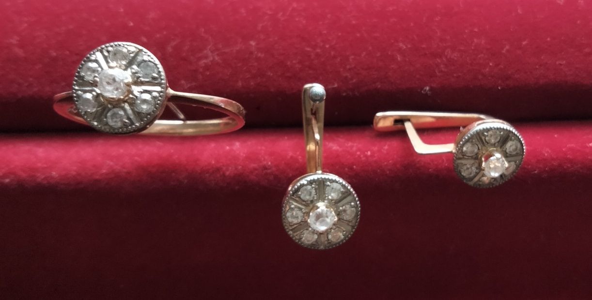 Серьги и кольцо ( золото 585)