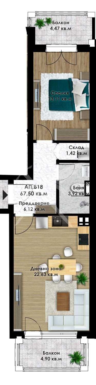 Двустаен апартамент в Остромила 514-18041