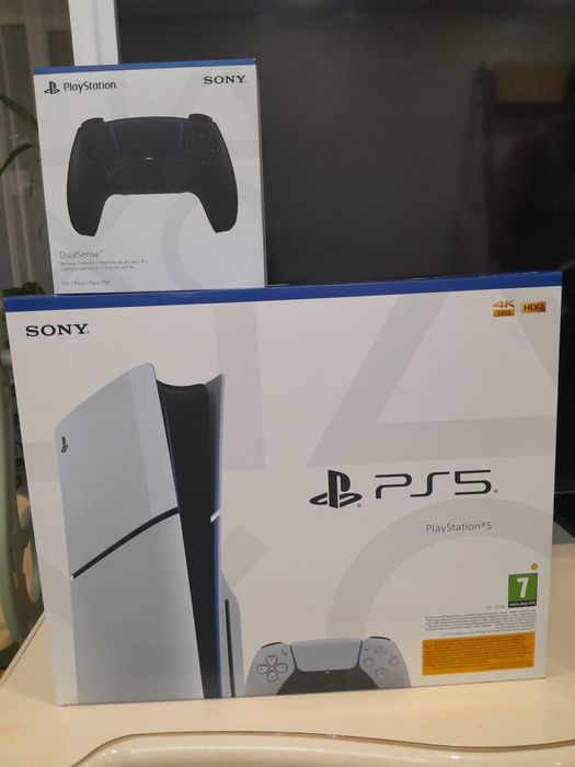 Playstation 5 slim+оригинальный джостик+переходник