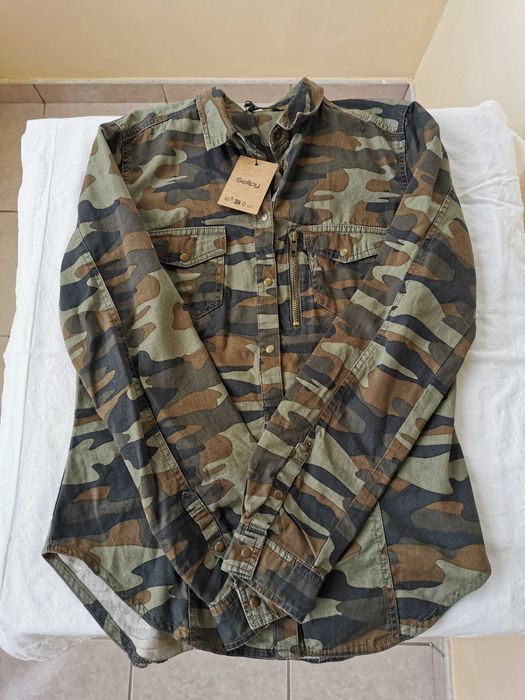 Camasa femei maneca lunga verde camuflaj, verde militar, marime 38
