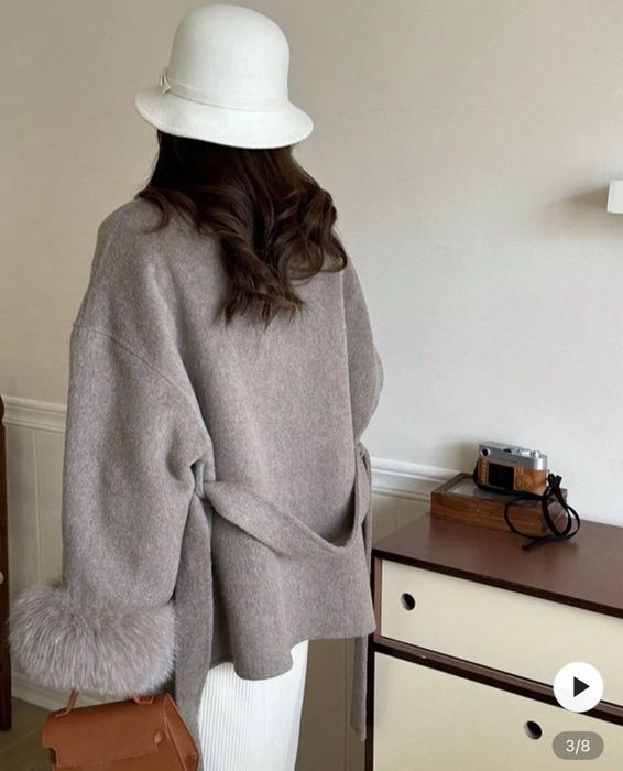 Дамско палто вълна с косъм