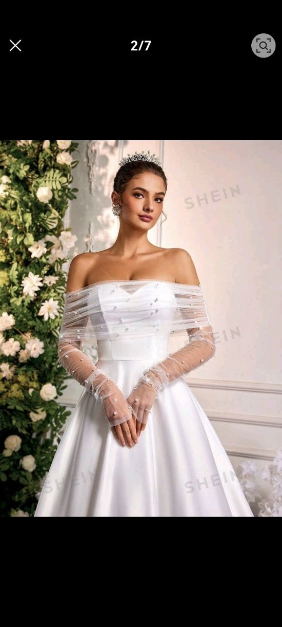 Rochie mireasa,voal,halat și papuci bride
