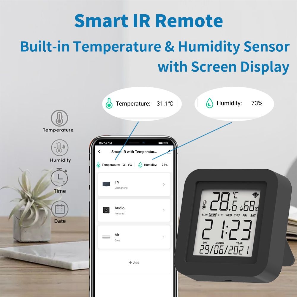 Tuya Smart WiFi IR Контолер с LED + сензори за температура и влажност