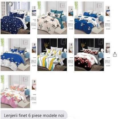 lenjerie pat cu 4sau 6  piese,cuvertura 3 piese