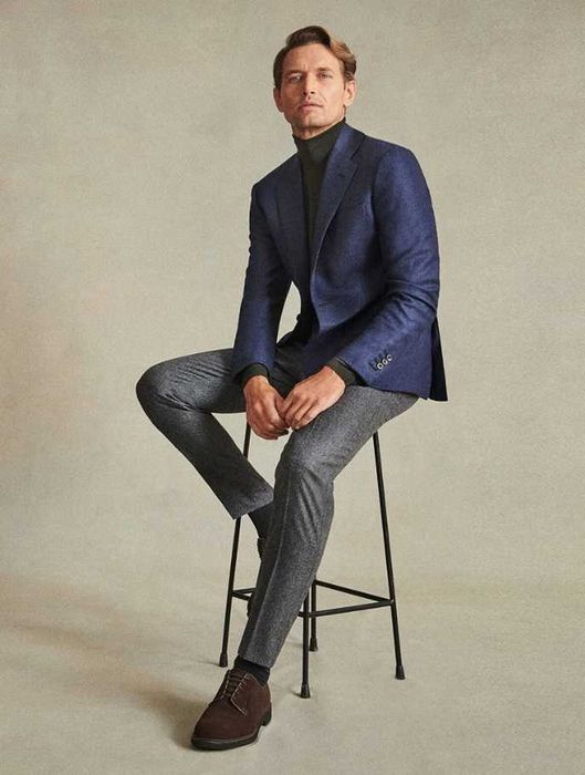 Sacou blazer slim 38 M slim Massimo Dutti NOU lana finest Italian navy