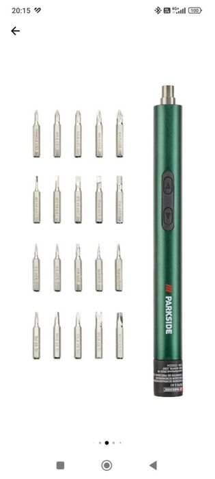 Șurubelniță electrică de precizie Parkside cu 20 biți