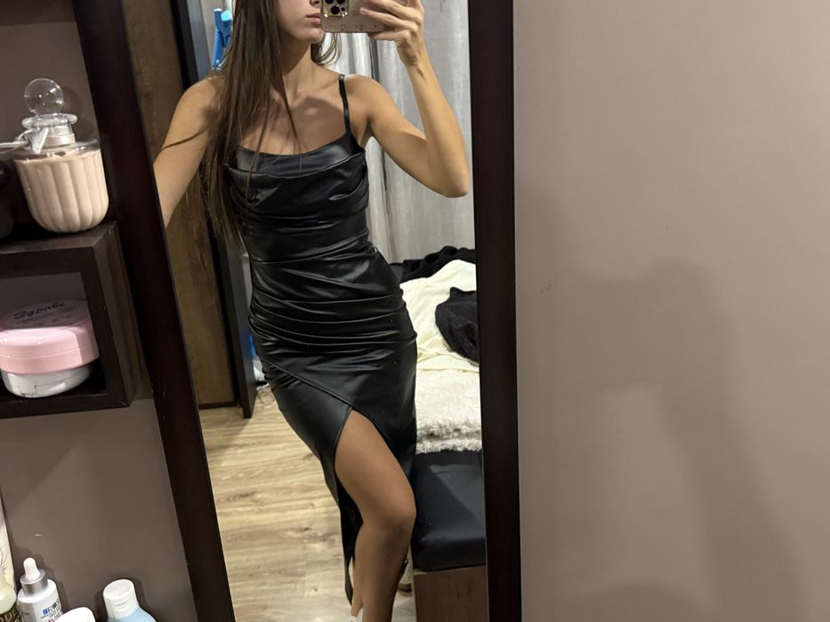 Официална рокля-кожена с етикет