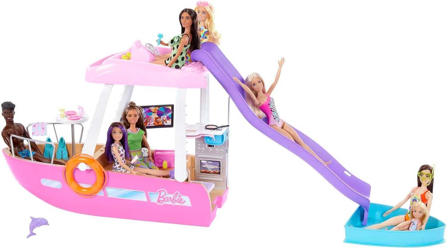 Комплект лодка Барби Barbie Dream с басейн и пързалка 110см Оригинален