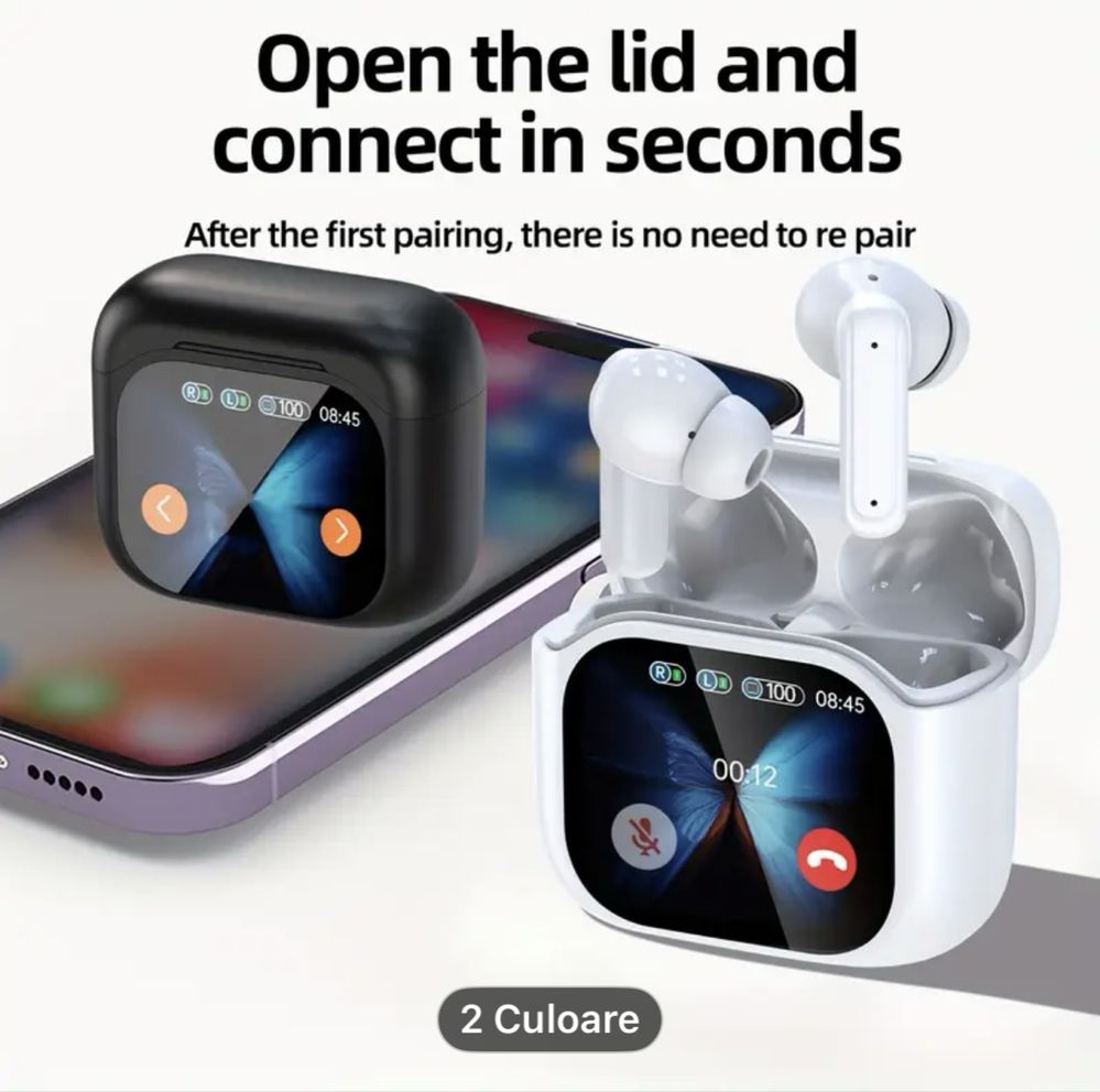 Caști Wireless, ecran LCD tactil