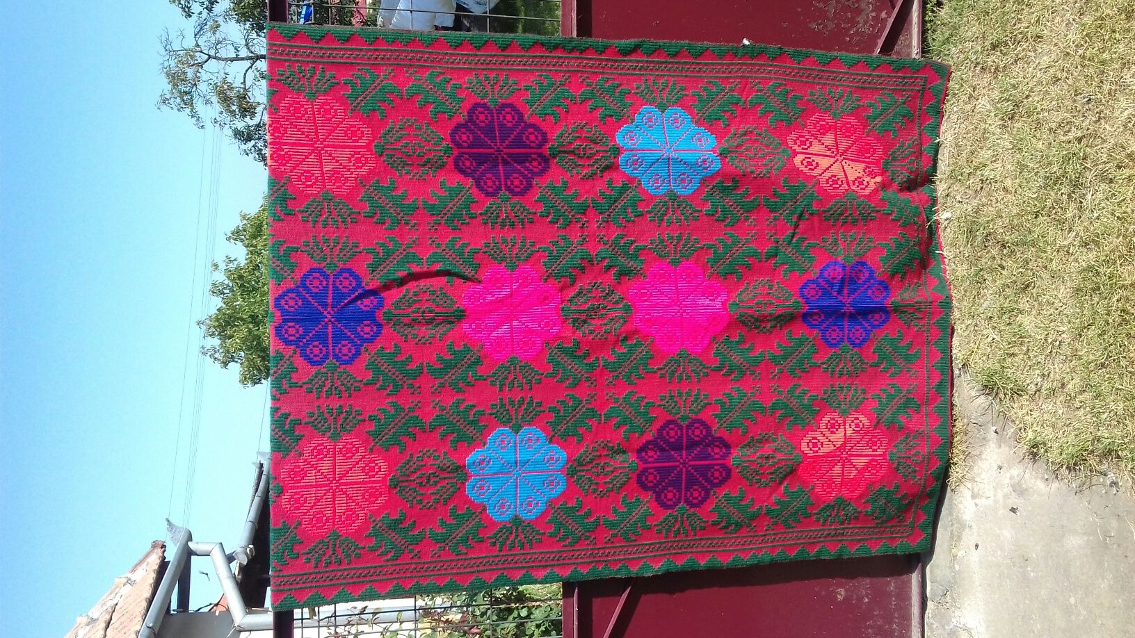 Pătură țărănească tradițională din lănă (Zona Bihorului )Handmade