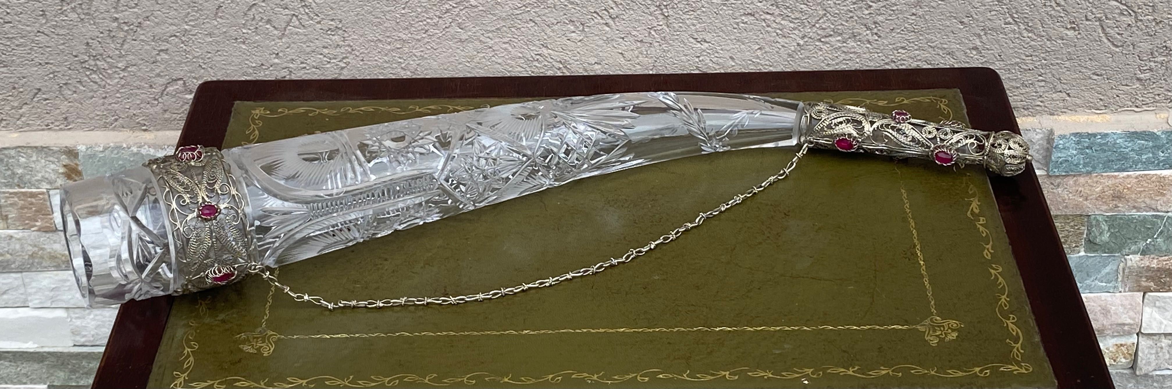 Cornul abundentei-cristal Bohemia-argint filigranat-Austria