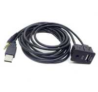 Cablu extensibil mufa conector port USB AUX jack 3.5mm auto prindere