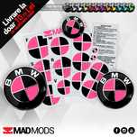Set Stickere Embleme Negru cu Roz BMW Seria 1 2 3 4 5 6 7 8 X i M