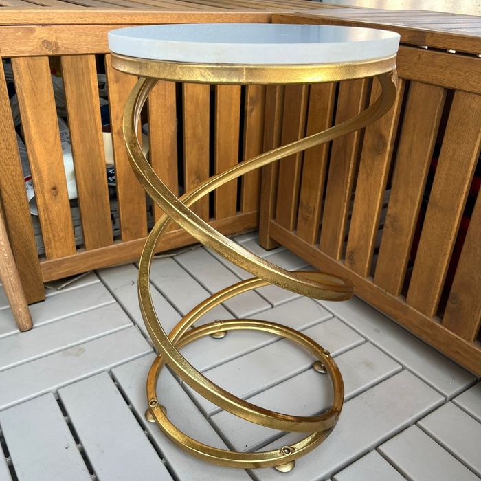Masuta Laterala Mauro Ferretti Spiral Marble Ø 27, 5X47, 5 cm, Auriu/A