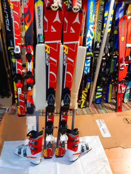 Schiuri copii 120 cm Atomic optional clapari schi bete casca set