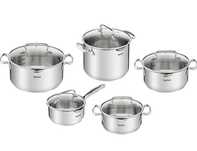 Set vase TEFAL Duetto Plus G719SA74, 10 piese, 16-24cm, otel, argintiu
