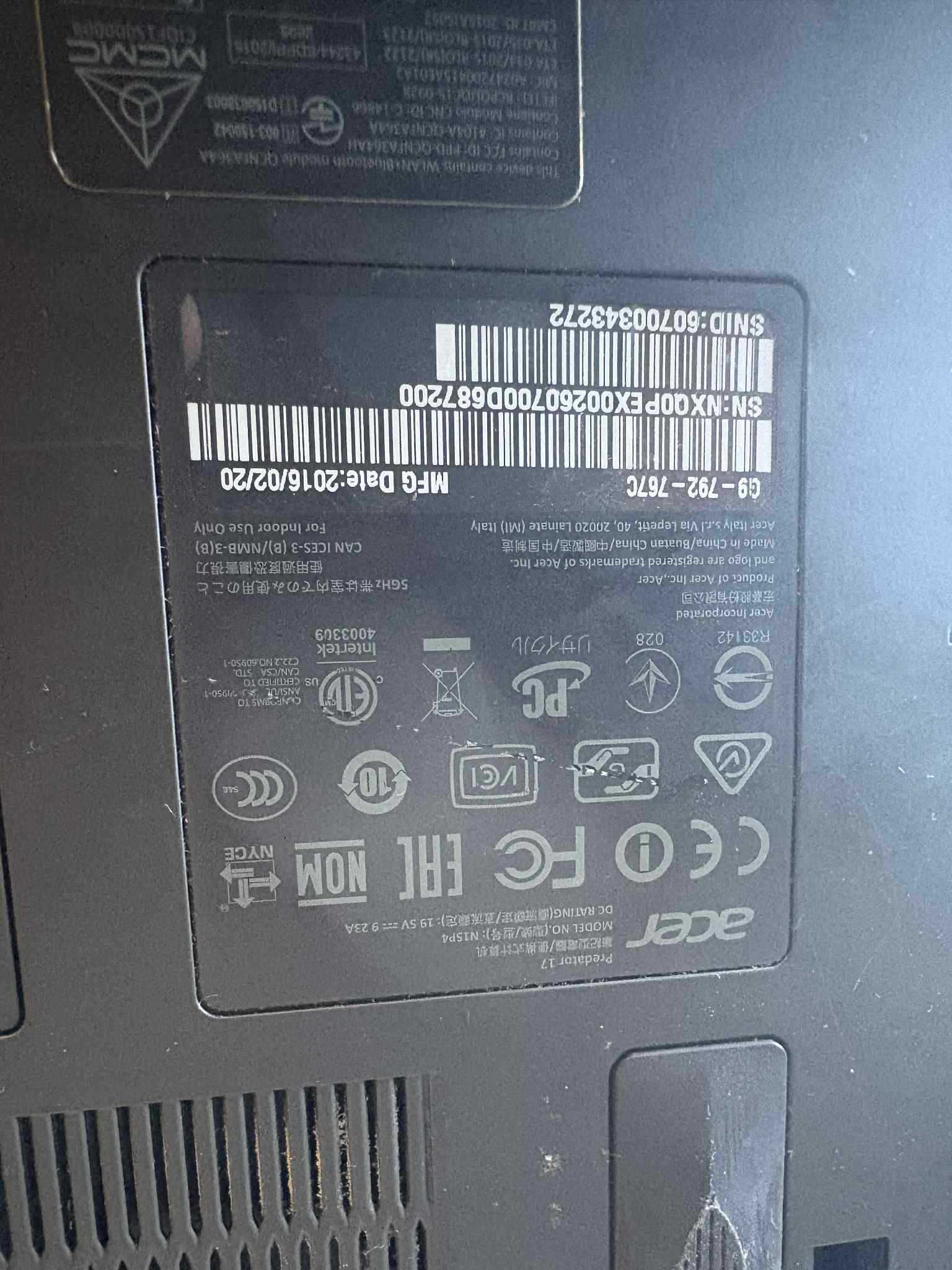 Acer predator g9-792-767c
