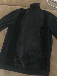 Черна дантелена блуза с дълъг ръкав