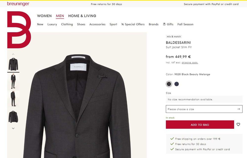 Sacou blazer slim 50 L de lux Baldessarini NOU lana Marzotto super 130