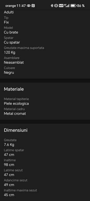 Scaun negru piele ecologică