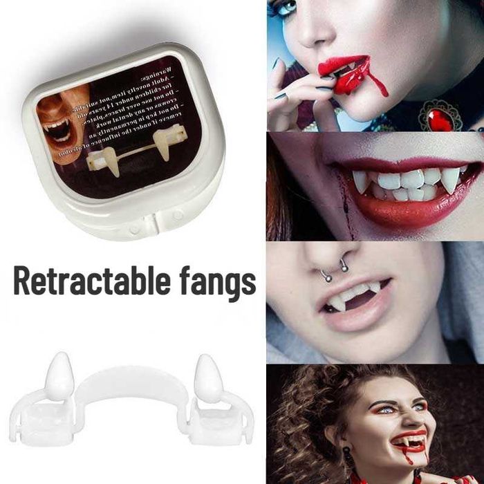 Colti Dinti RETRACTABILI de vampir Dracula Cosplay Halloween +CADOU!