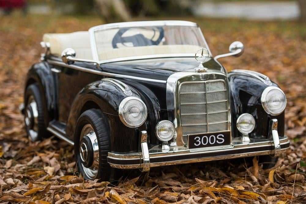 Masinuta electrica de epoca copii 1-7 ani Mercedes 300S, Roti Moi Negr