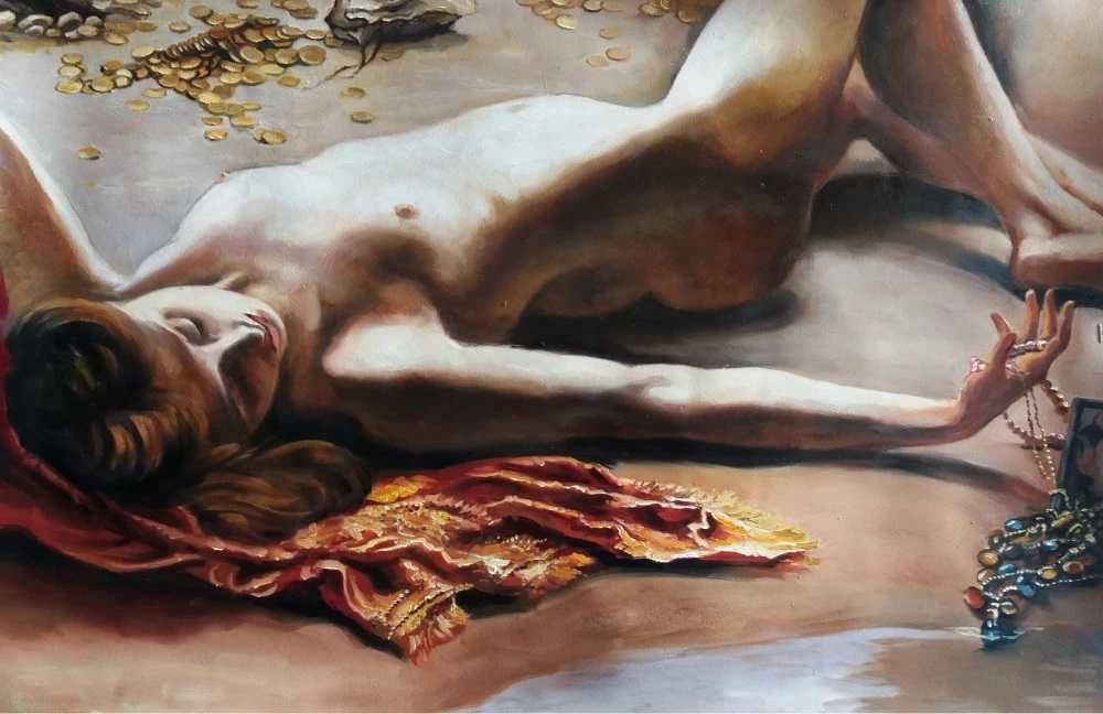 Tablou Nud femeie, Pictura in ulei, peisaj marin inramata Galerie arta