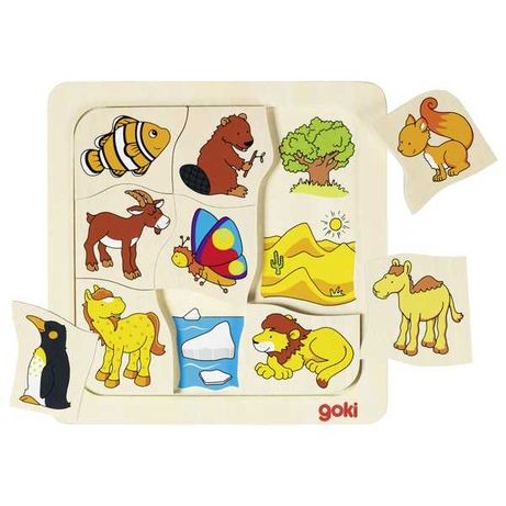 Jucarie lemn copii - Puzzle cu imagini pe sablon - diverse modele