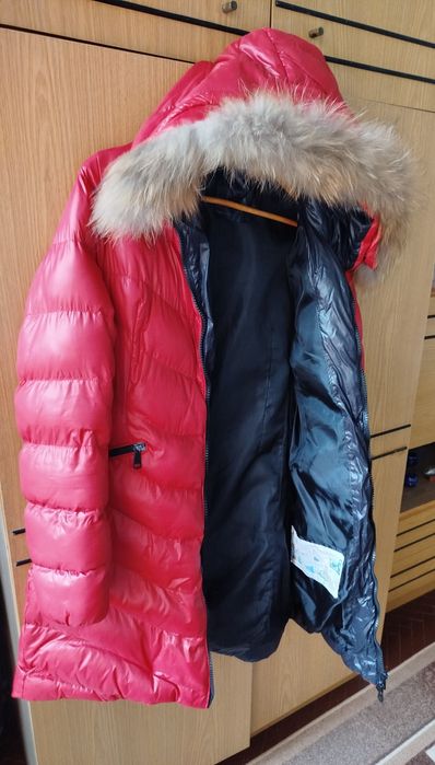 Червена шуба с пух