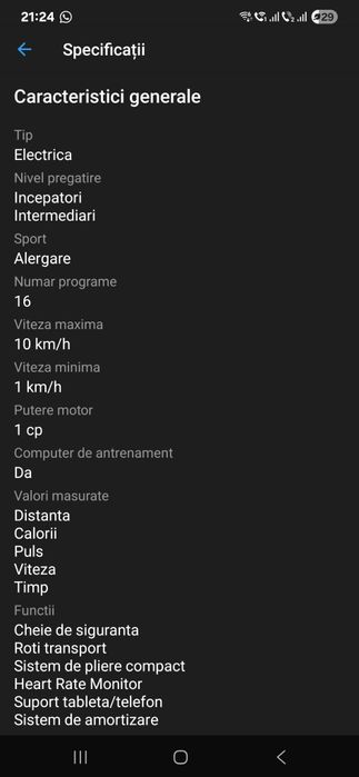 Banda de alergare TechFit MT80 1 cp